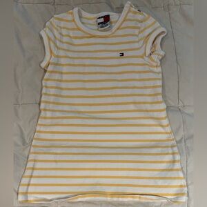 Kids Tommy Hilfiger Kids Yellow and White Striped Dress Size 3/3T